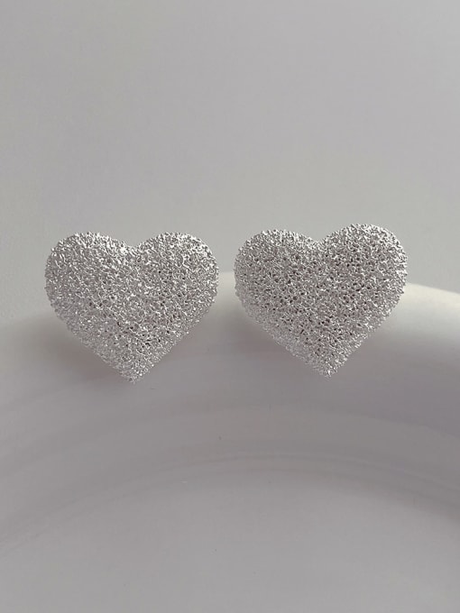 White  Love Earrings Brass Geometric Minimalist Stud Earring