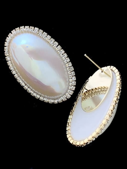 SUUTO Brass Imitation Pearl Geometric Minimalist Stud Earring 2