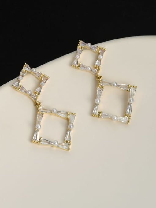YOUH Brass Cubic Zirconia Geometric Dainty Stud Earring 1