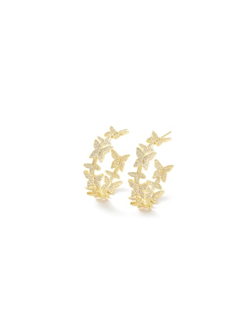 YOUH Brass Cubic Zirconia Flower Dainty Hoop Earring 0
