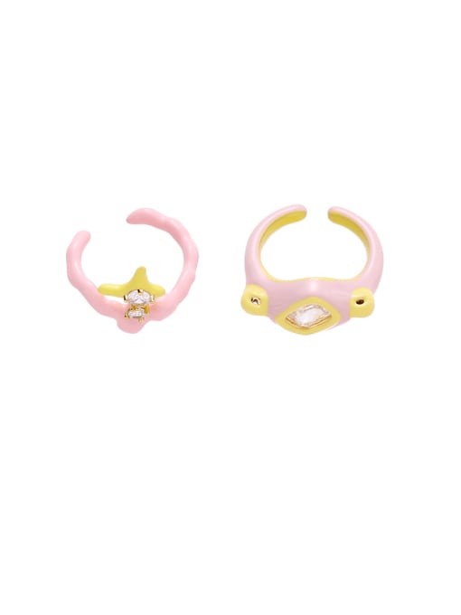 Five Color Brass Enamel Star Cute Band Ring