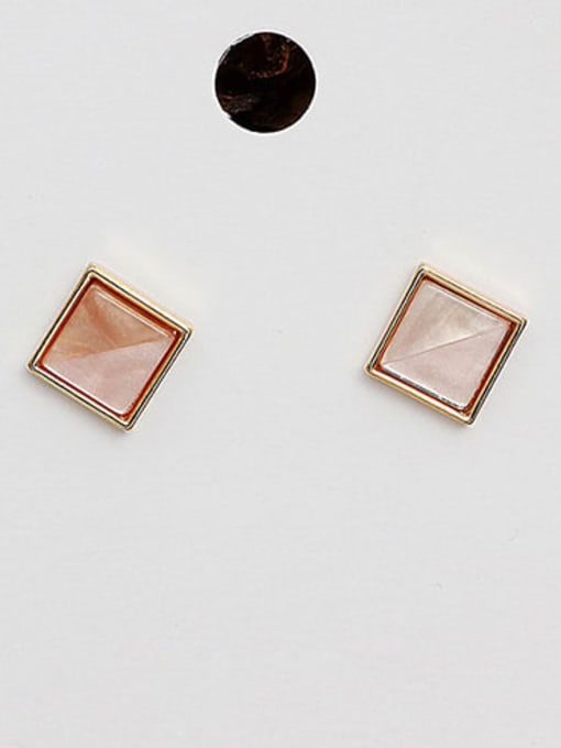 Pink Copper Acrylic Geometric Minimalist Stud Trend Korean Fashion Earring
