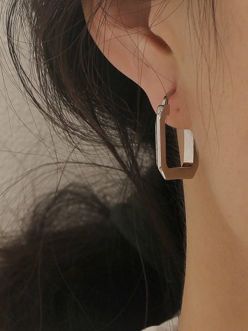 HYACINTH Brass Hollow Geometric Minimalist Stud Trend Korean Fashion Earring 1