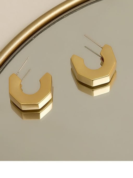 14k gold Brass Smooth Irregular Minimalist Stud Trend Korean Fashion Earring