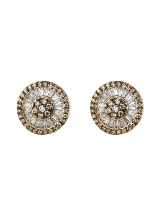 renchi Brass Cubic Zirconia Round Vintage Stud Earring 1