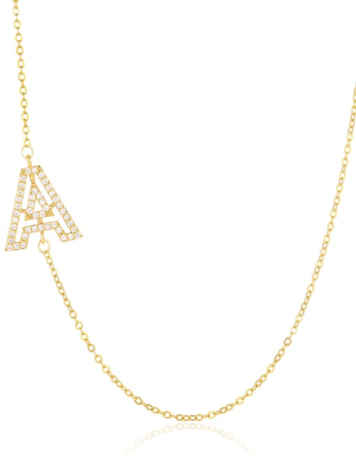 COLSW Brass Cubic Zirconia Letter Minimalist Necklace 4