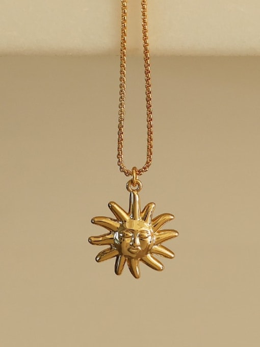 Five Color Brass  Vintage  Flower Pendant Necklace 3