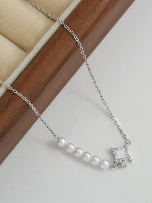 YOUH Brass Imitation Pearl Star Minimalist Necklace 3