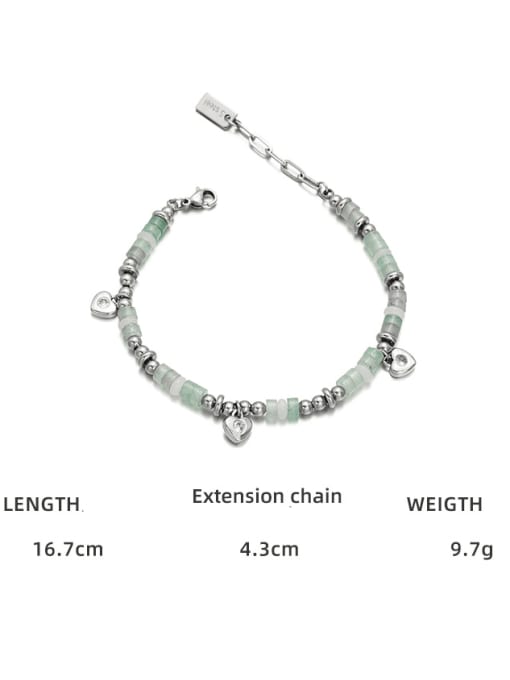 Five Color Titanium Steel Natural Stone Geometric Vintage Handmade Beaded Bracelet 2