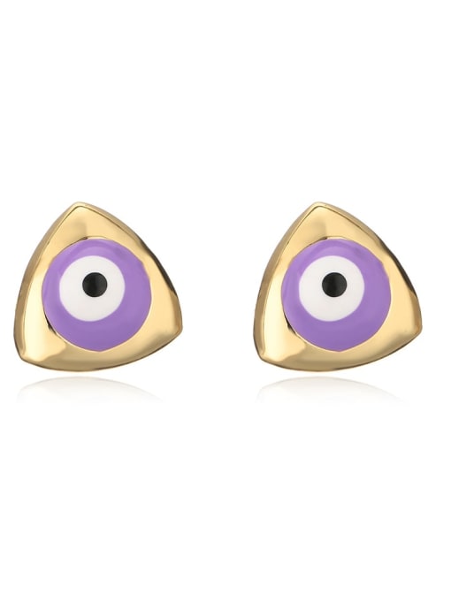 42318 Brass Enamel Evil Eye Minimalist Stud Earring
