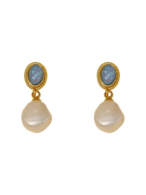 HYACINTH Brass Imitation Pearl Geometric Vintage Clip Earring 2