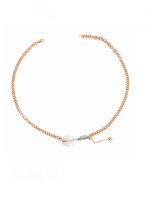 Adjustable Brass Jade Geometric Minimalist Necklace