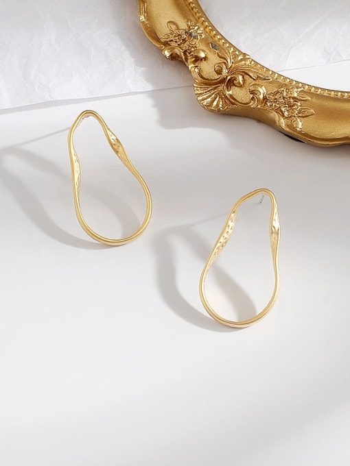 HYACINTH Copper Hollow Water Drop Minimalist Stud Trend Korean Fashion Earring 4