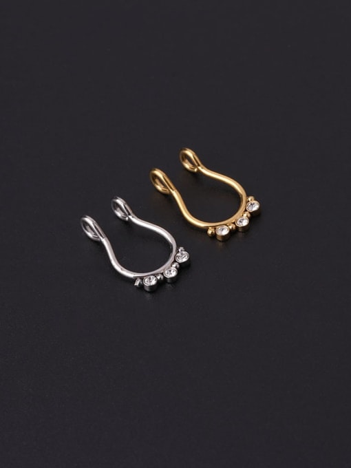 HISON Stainless steel Cubic Zirconia Geometric Hip Hop Nose Rings(Single Only One) 3