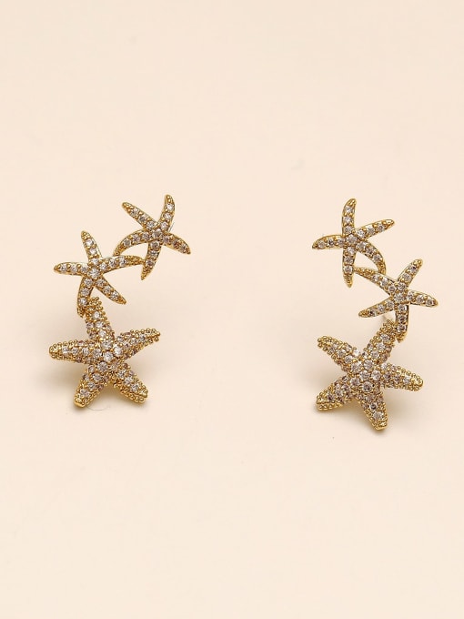 HYACINTH Brass Cubic Zirconia Star Classic Stud Trend Korean Fashion Earring 0