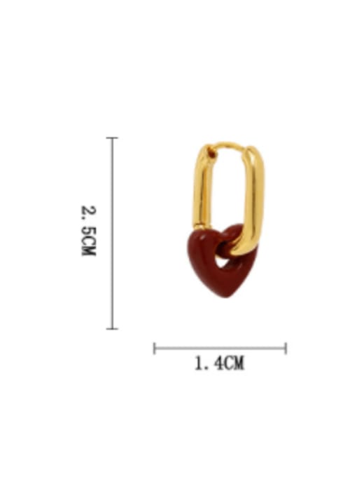 HYACINTH Brass Enamel Heart Minimalist Huggie Earring 2