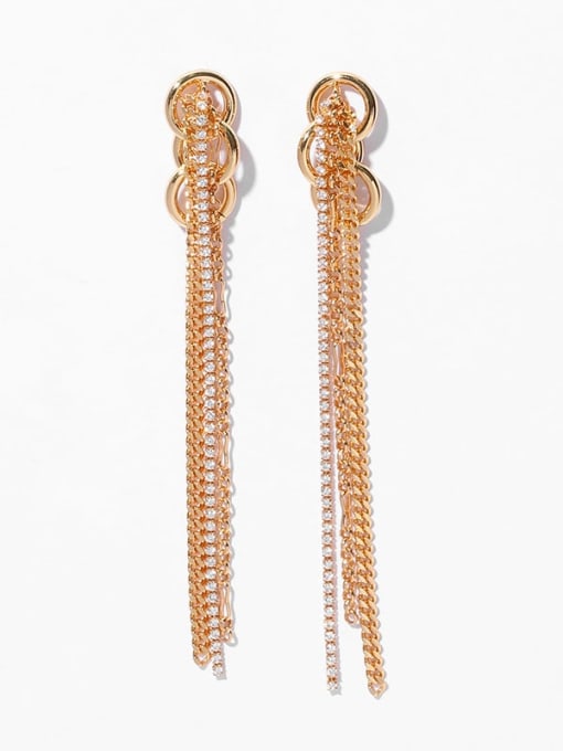 (delivery time, etc.) Tassel Earrings Brass Cubic Zirconia Tassel Vintage Threader Earring