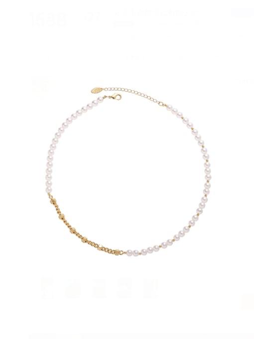 necklace Brass Imitation Pearl Minimalist Geometric  Bracelet and Necklace Set
