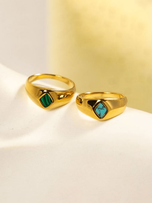 ACCA Brass Glass Stone Geometric Minimalist Band Ring 0