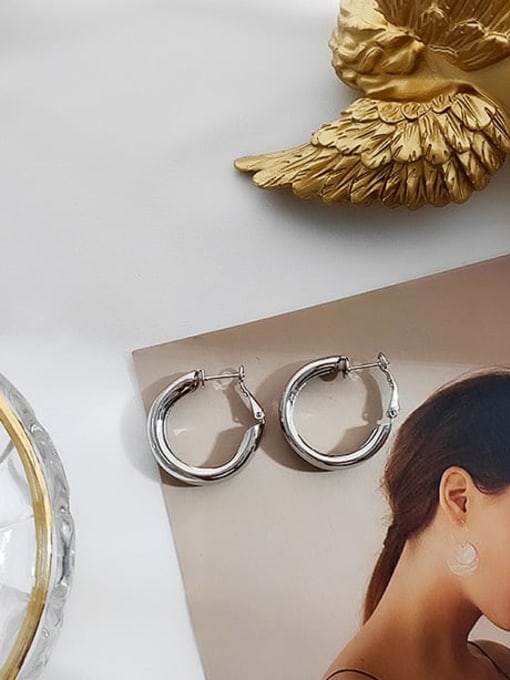 White K 3.0 Copper  Minimalist  Smooth Round Stud Trend Korean Fashion Earring
