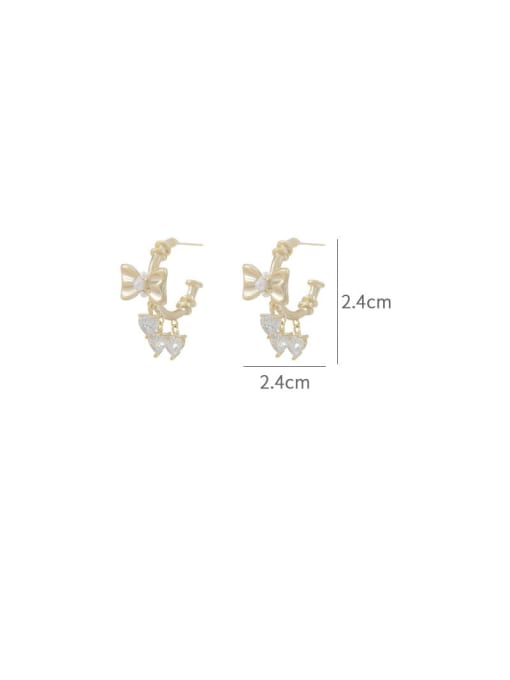 YOUH Brass Cubic Zirconia Bowknot Dainty Stud Earring 2