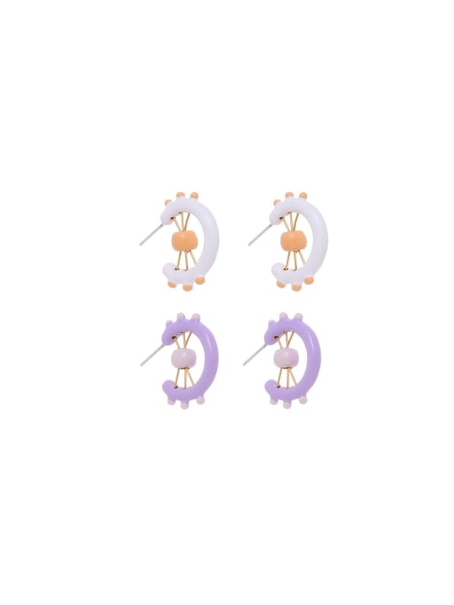 Five Color Brass Enamel Geometric Cute Stud Earring