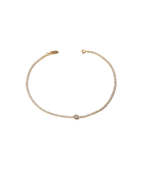 Gold Bracelet Brass Cubic Zirconia Geometric Hip Hop Necklace