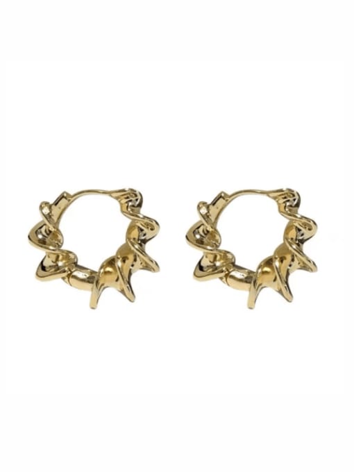 ZRUI Brass Irregular Vintage Huggie Earring