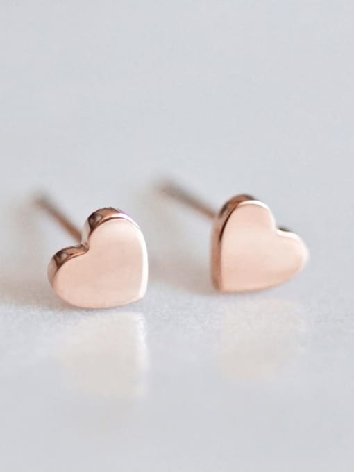 rose gold Stainless steel Heart Minimalist Stud Earring