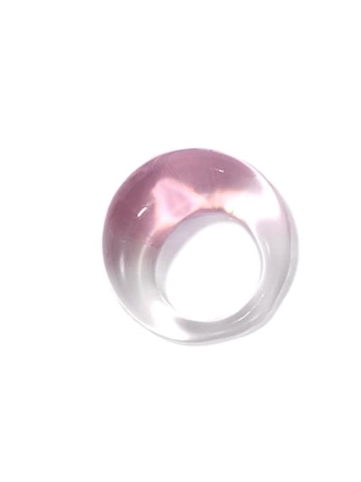 Pink Hand  Glass Clear Geometric Minimalist Band Ring