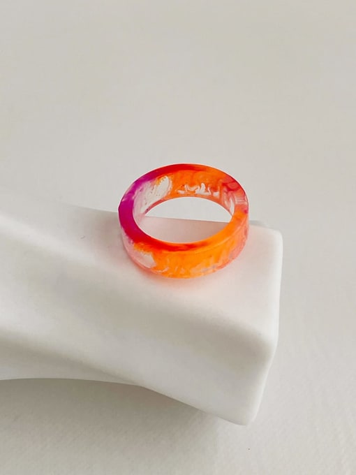 I 230 orange halo ring Tin Alloy Acrylic Multi Color Geometric Minimalist Band Ring