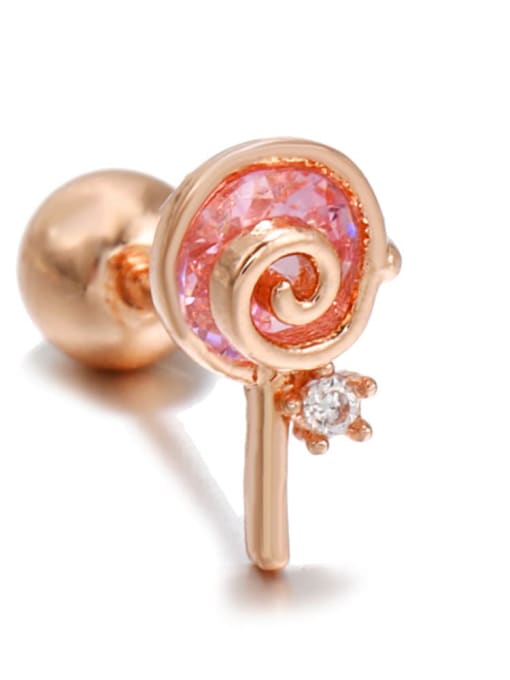 Lollipop rose gold Brass Cubic Zirconia Irregular Trend Single Earring(Single+Only One)