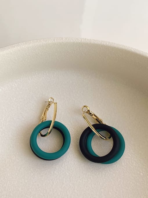 Black blue contrast Alloy Resin Round Vintage Contrasting colors Huggie Earring/Multi-color optional