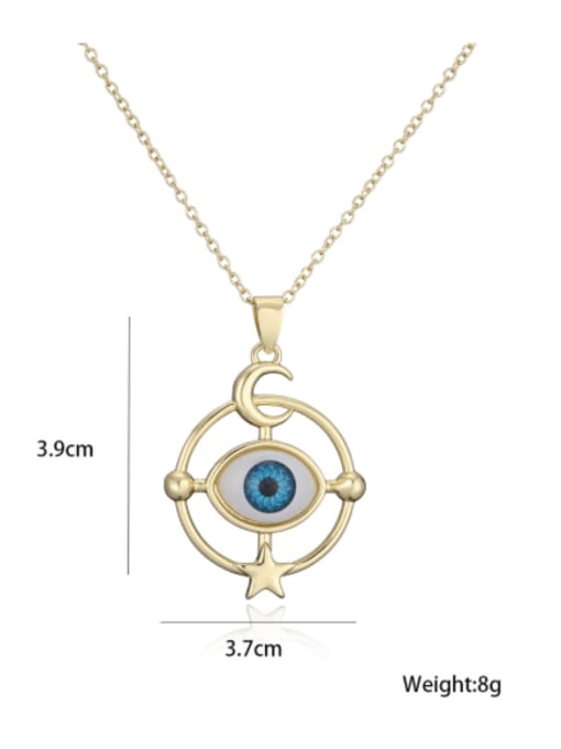 AOG Brass Rhinestone Enamel Evil Eye Vintage Geometric  Pendant Necklace 3