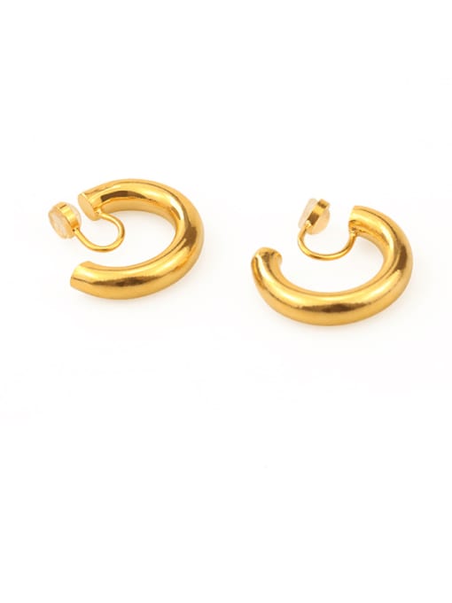 gold Brass  Smooth Geometric Minimalist Huggie Earring