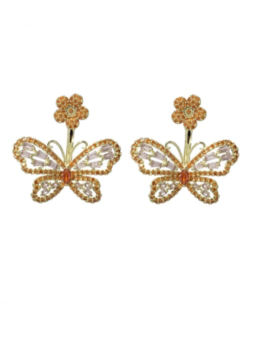 SUUTO Brass Cubic Zirconia Hollow  Butterfly Luxury Stud Earring 1