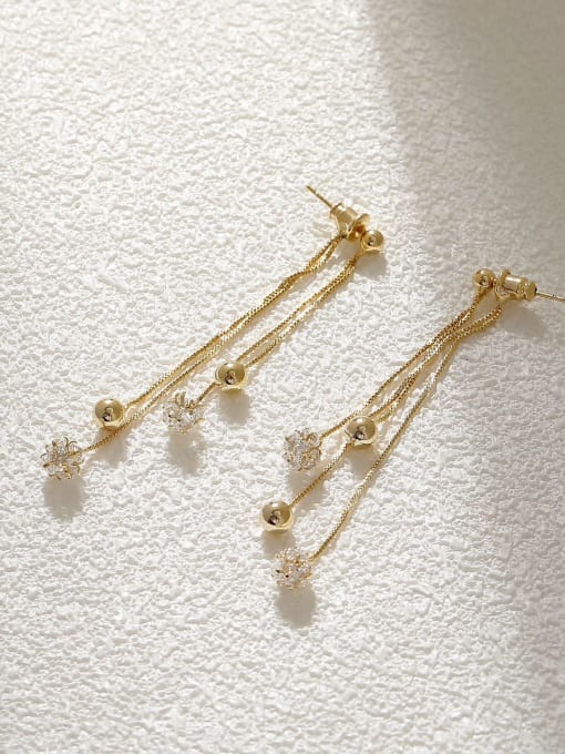 HYACINTH Brass Cubic Zirconia Tassel Vintage Threader Earring 0