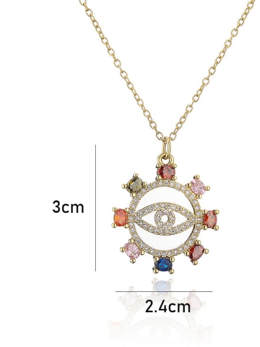 AOG Brass Cubic Zirconia Evil Eye Vintage  Round Pendant Necklace 2