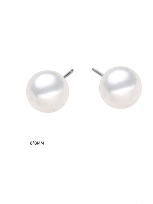 8MM YE15770 steel color Stainless steel Imitation Pearl Geometric Minimalist Stud Earring