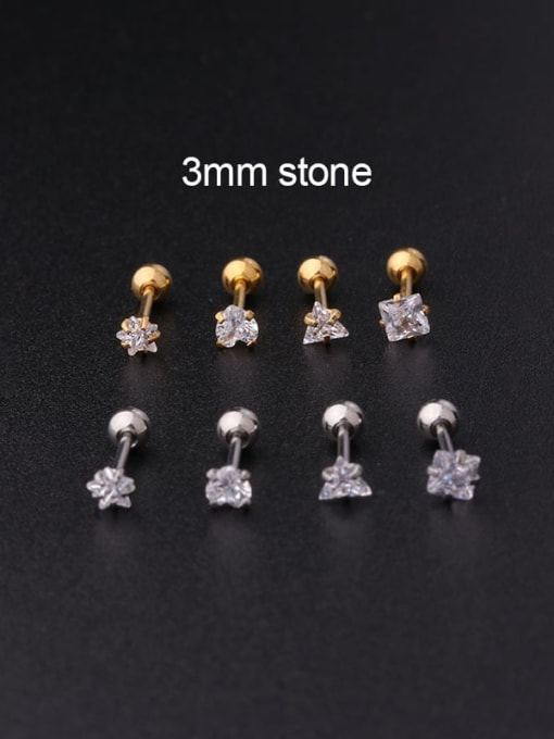 HISON Titanium Steel Cubic Zirconia Star Minimalist Stud Earring(Single Only One) 1