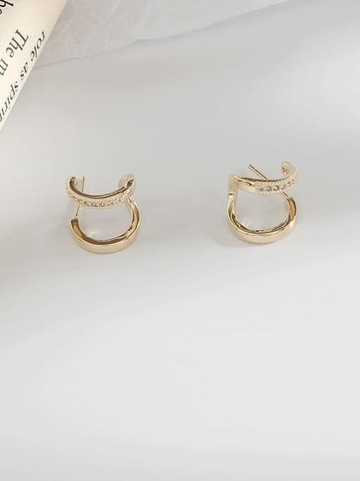 gold Copper  Minimalist  Geometric Stud Trend Korean Fashion Earring