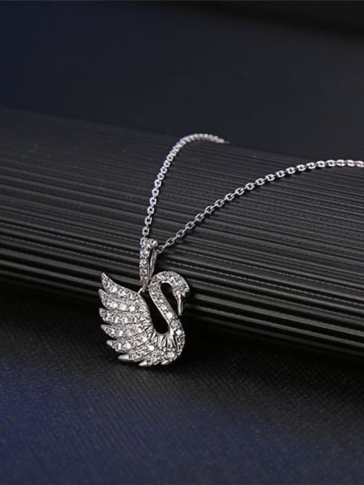 YILLIN Brass Cubic Zirconia Swan Minimalist Necklace 0