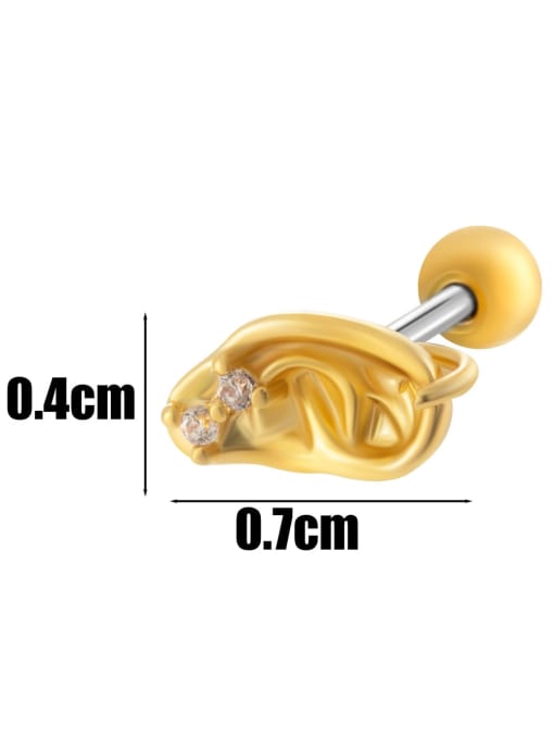 8  # Gold--Single Brass Cubic Zirconia Bowknot Moon Cute Single Earring