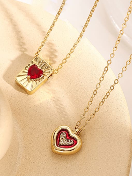 Five Color Brass Cubic Zirconia Heart Minimalist Necklace 3