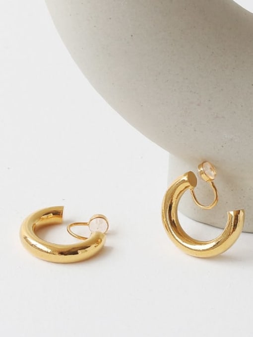 Five Color Brass  Smooth Geometric Minimalist Huggie Earring 3