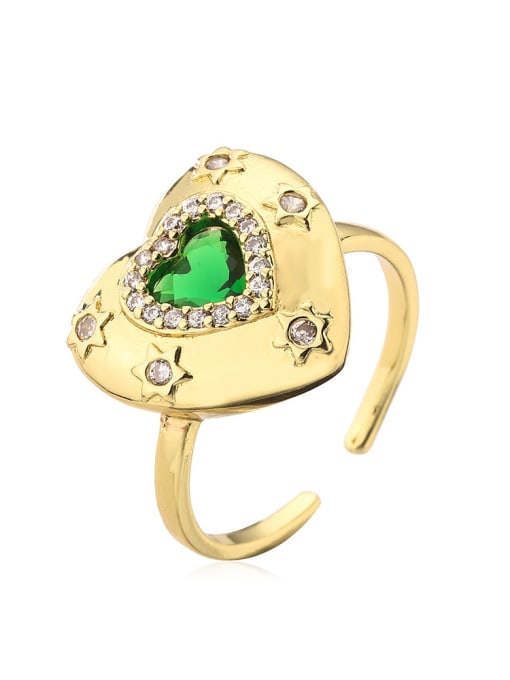 13113 Brass Cubic Zirconia Heart Vintage Band Ring