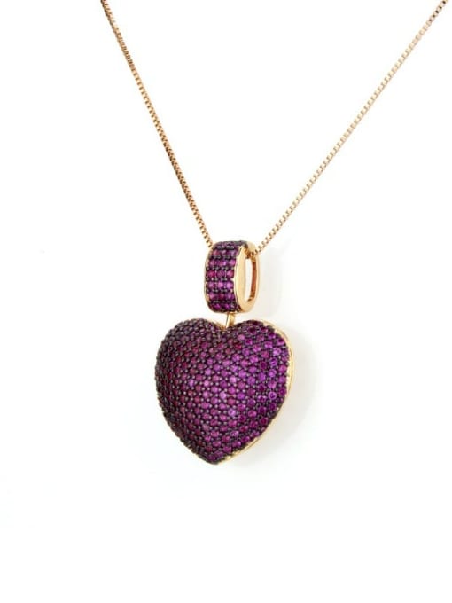 renchi Brass Rhinestone Heart Dainty   Pendant Necklace 2