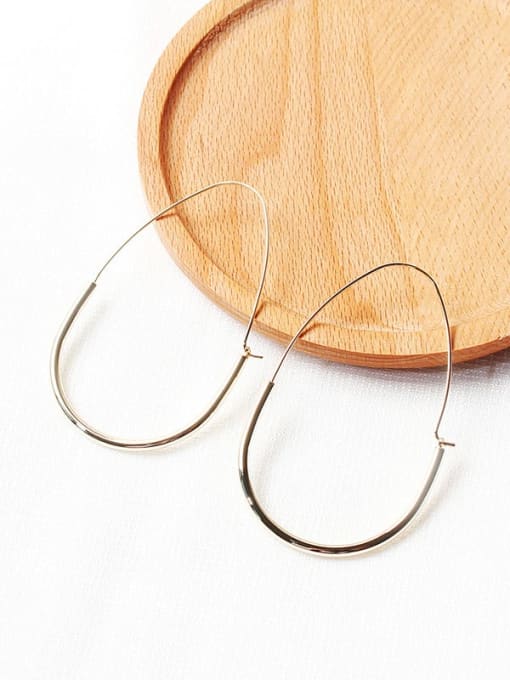 HYACINTH Copper Hollow Oval Minimalist Drop Trend Korean Fashion Earring 0