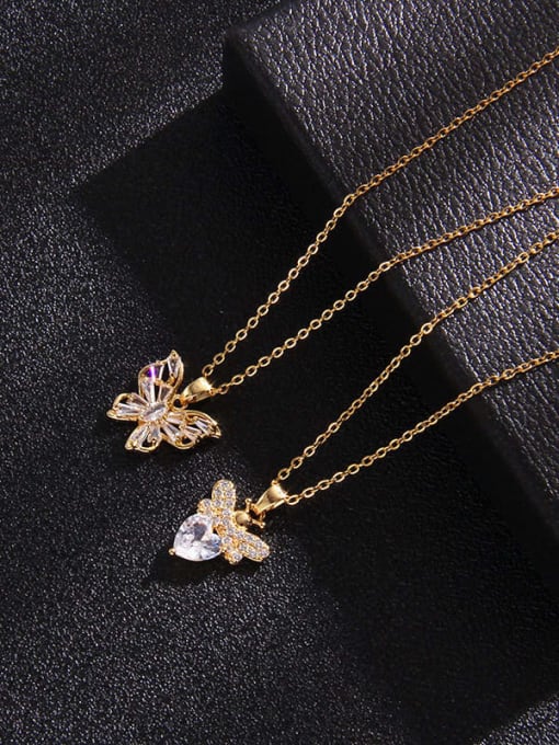 AOG Copper  Cubic Zirconia Bee Butterfly Trend Necklace 3