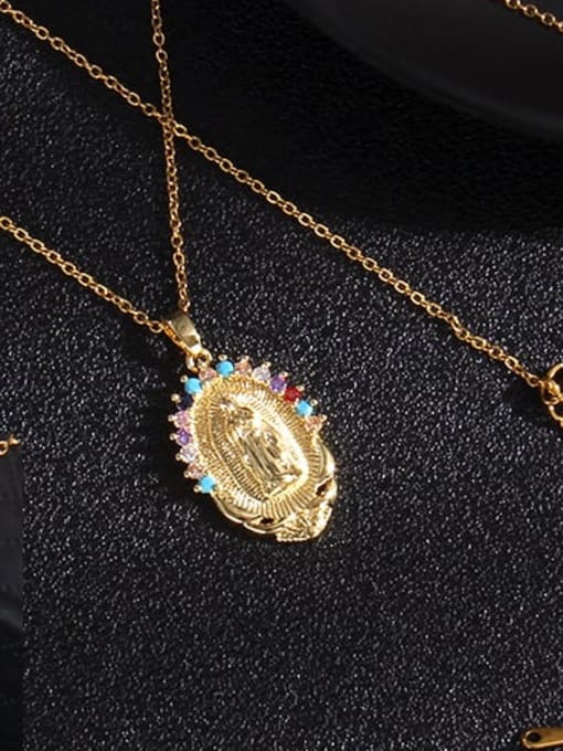 11 a384 Copper Cubic Zirconia Heart Vintage Regligious Necklace